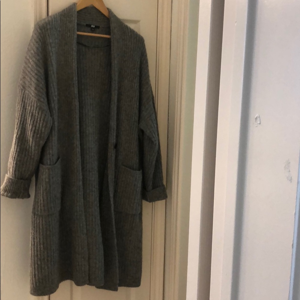 Oversized wool cardigan grey Uniqlo